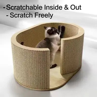Multi-Functional Cat Scratcher: Corrugated Surface, Hideaway, Wooden Design
