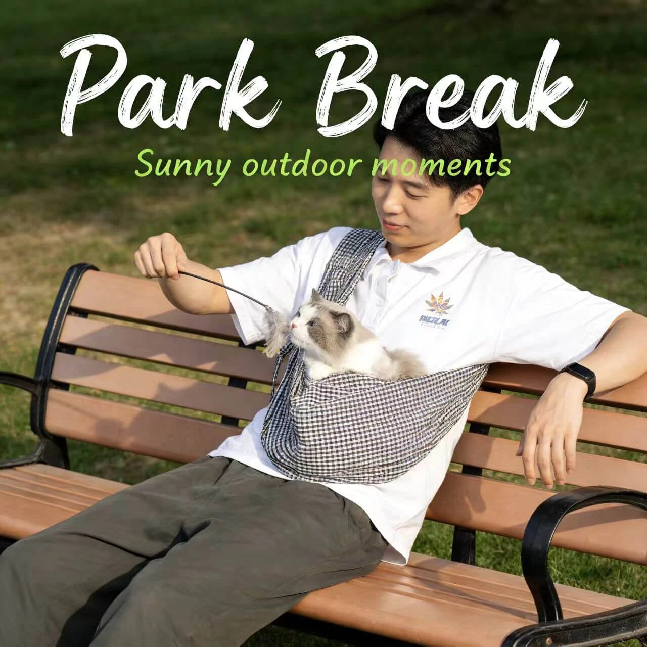 Travel Pet Sling Carrier - Lightweight Fabric, Checkered, Black & White