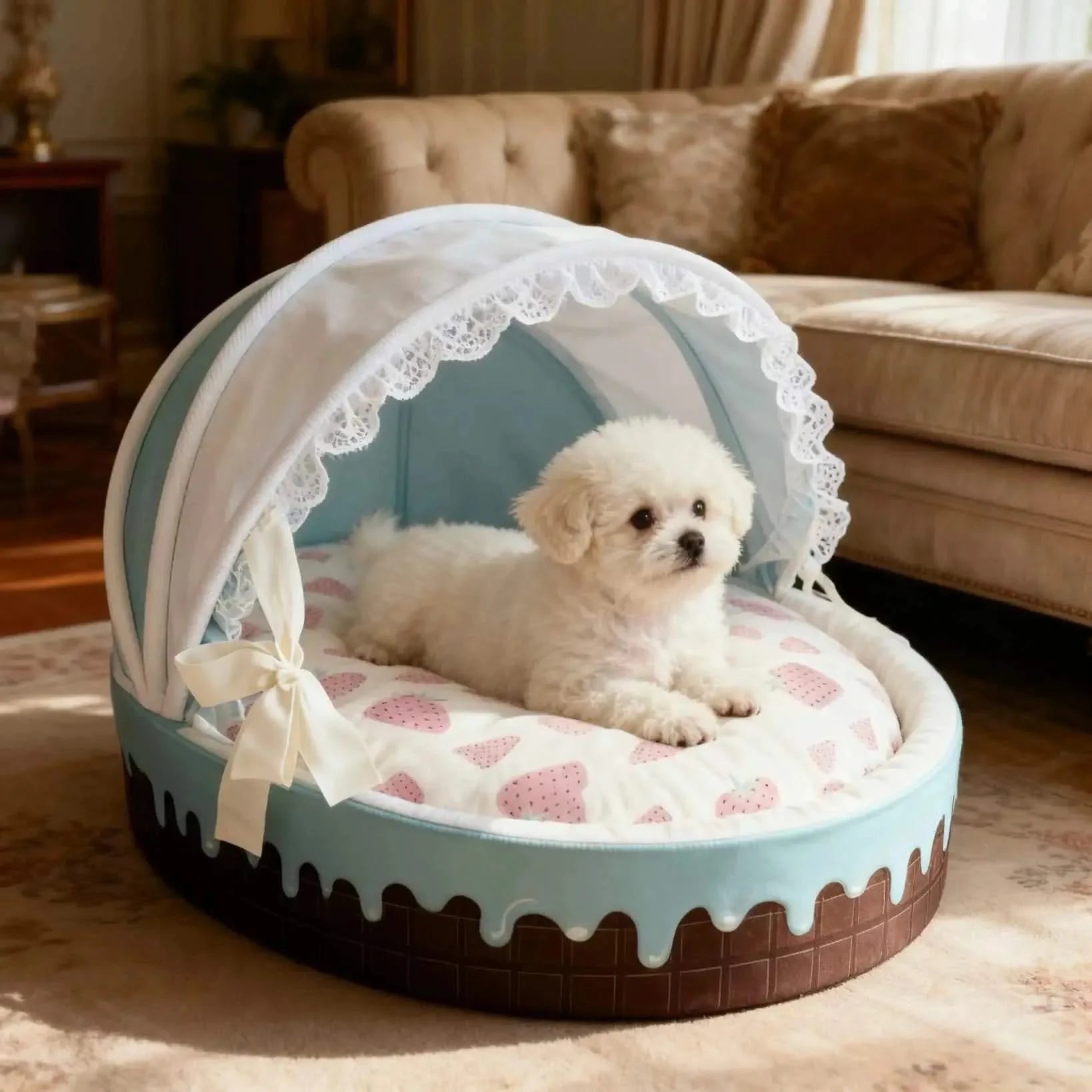 Indoor Dog Kennel Soft Playpen Booth Dogs Villa Luxury Small Dogs Cradle Beds Sleeping Teddy Large Doghouse Pets Supplies.