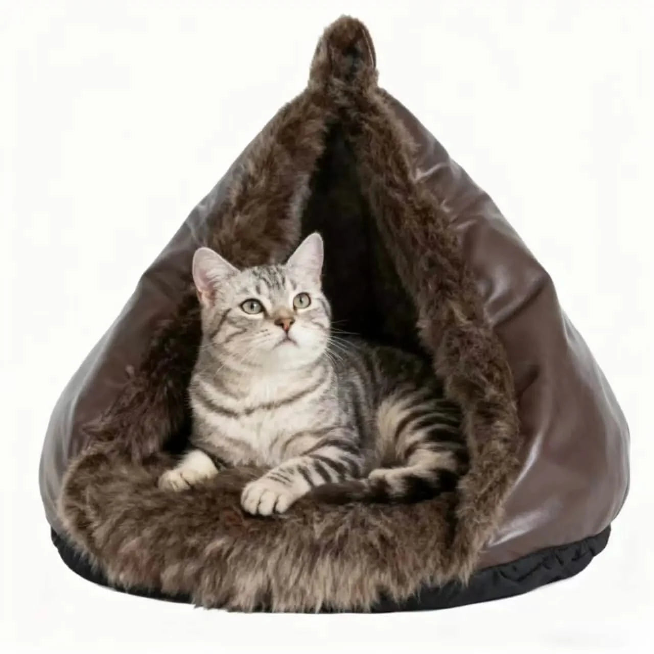 Autumn and Winter soft plush pet bed and pet bed Winter warm and cold plush comforter nest semi-enclosed cat nest.