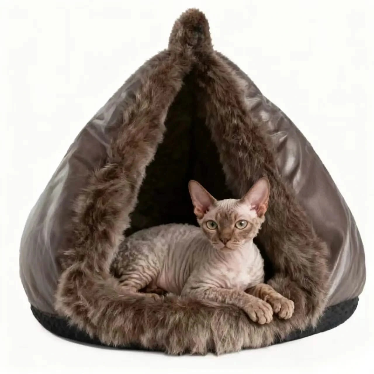 Autumn and Winter soft plush pet bed and pet bed Winter warm and cold plush comforter nest semi-enclosed cat nest.