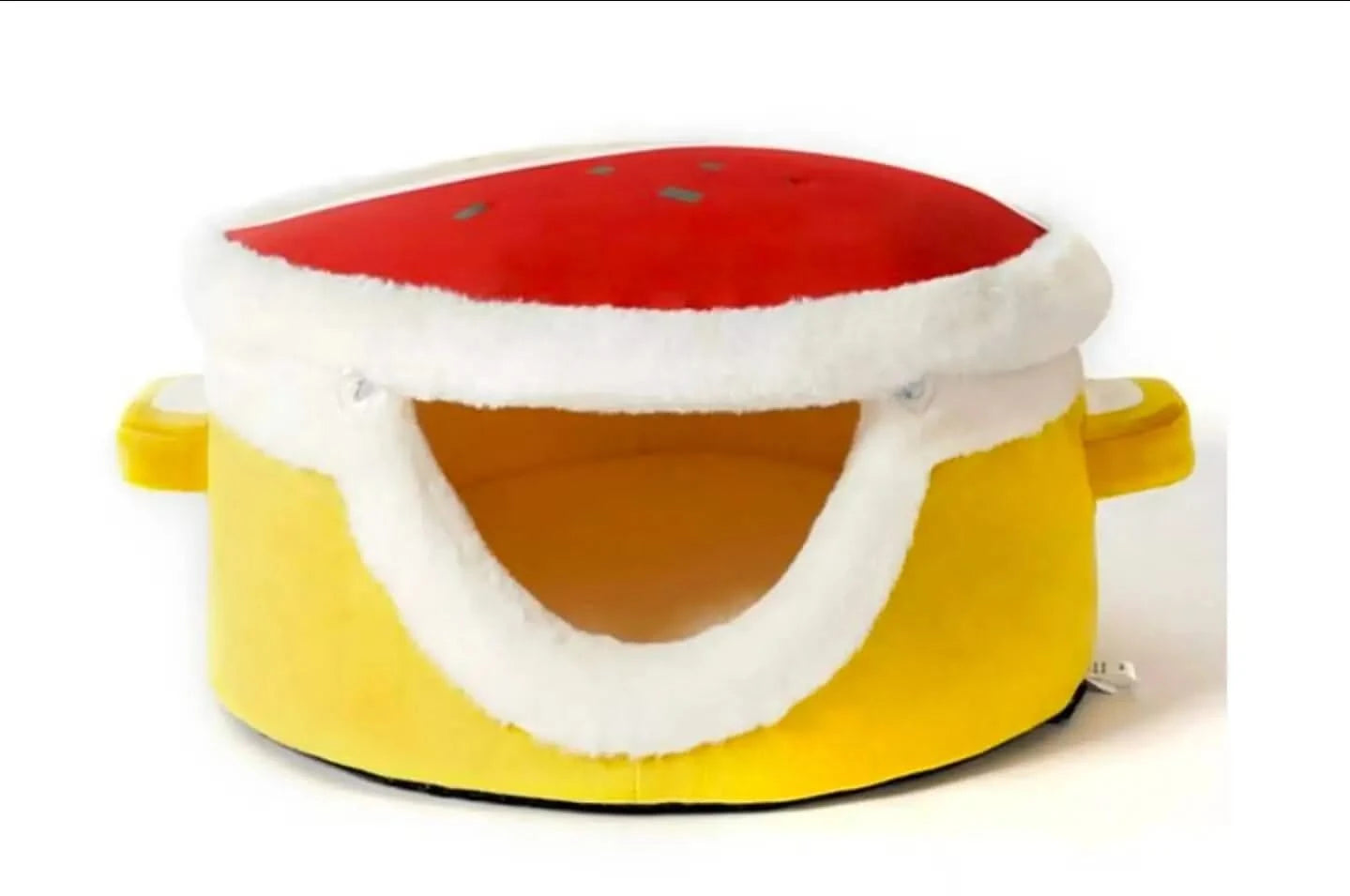 Modern Plush Cat House with Dome Lid - Enclosed Winter Warm Pet Bed, Spacious Soft Cushioned Interior.