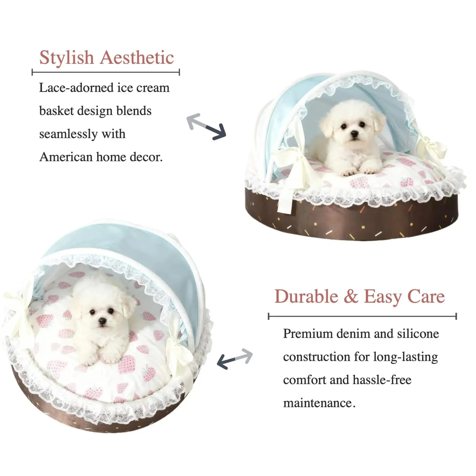 New Season Pet Bed ice cream Style Washable Dog Cat Basket House Removable Cushion.