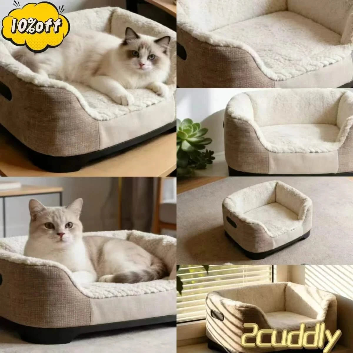 Portable Cat Bed, Vintage Camera Shape, Stain-Resistant Linen, Plush Interior, Non-Slip