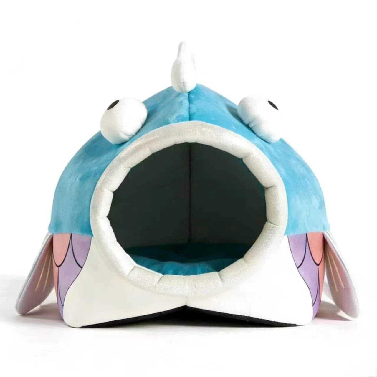 Cat Bed, Clownfish Shape, Comfortable Plush, Blue/White, Pet-Safe Material, All-Season