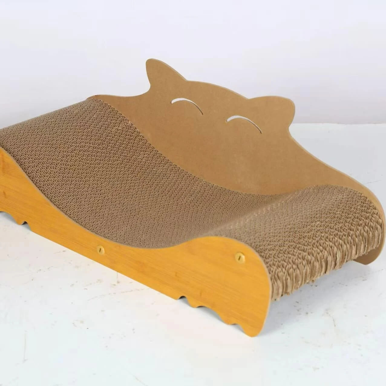 Scratching Cat Scratcher for Cats - Corrugated Paper, Wood Frame, Cat-Shaped Design