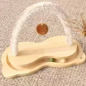 Interactive Play Cat Toy for Cats - Wooden, Fuzzy Arch, Dual Ball (Track & Hanging)