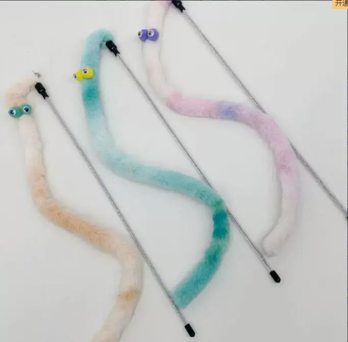 Worm Cat Teaser Wand - Interactive, Balance Training, Multi-Color