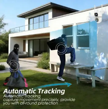 Smart Waterproof Outdoor Camera - Dual Vision, Pet Testing, Humanoid Tracking, White