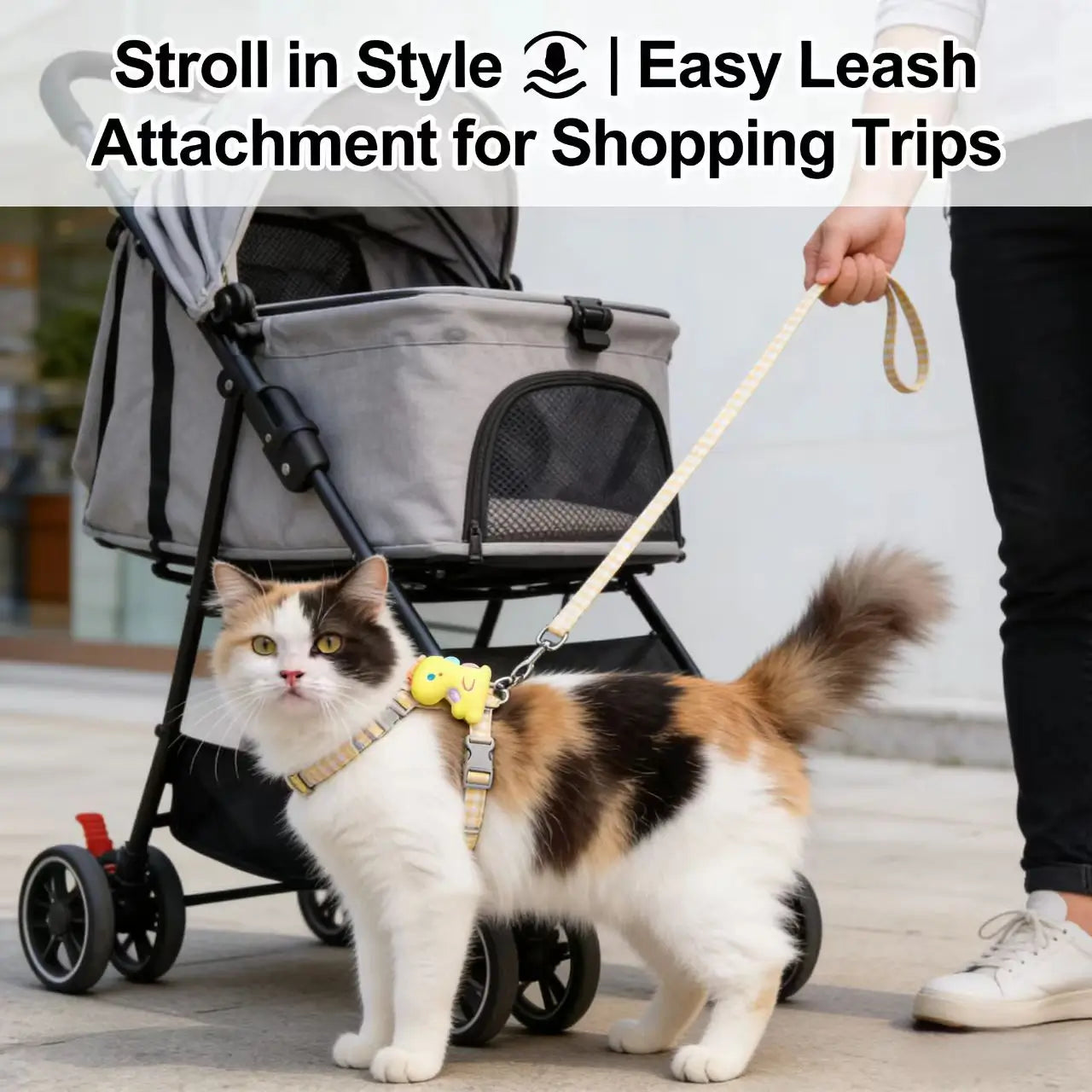 Escape-Proof Cat Harness & Leash - Cute Duck Plush, Plaid Pattern, Yellow