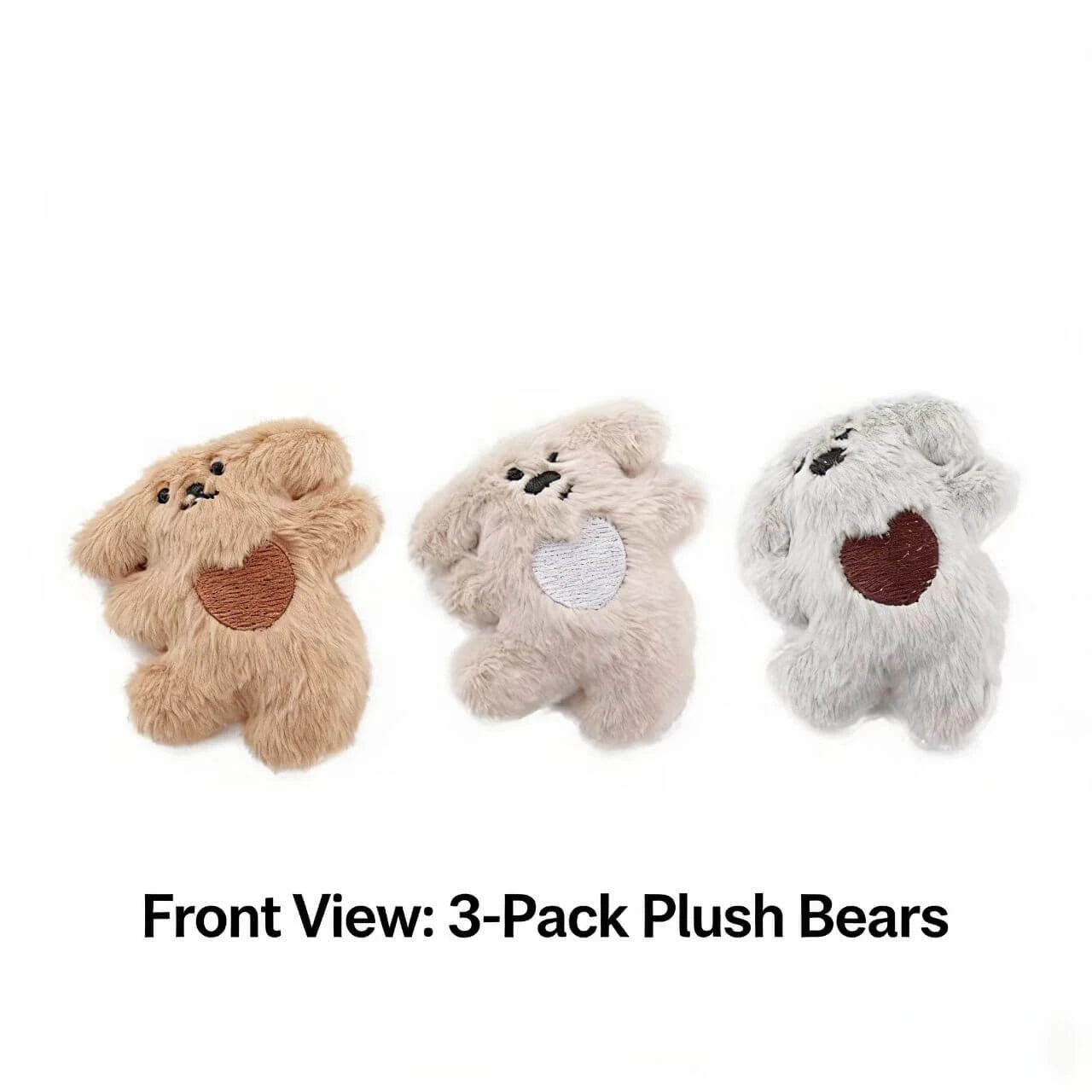 Cute Bear Cat Toy Set - Plush Fabric, Catnip Infused, 3 Colors Interactive Pet Toys