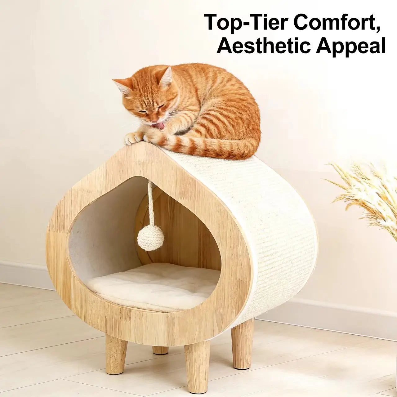 Scratch-Resistant Sisal Cat Scratcher Mat for Cats, Beige Self-Adhesive Pad