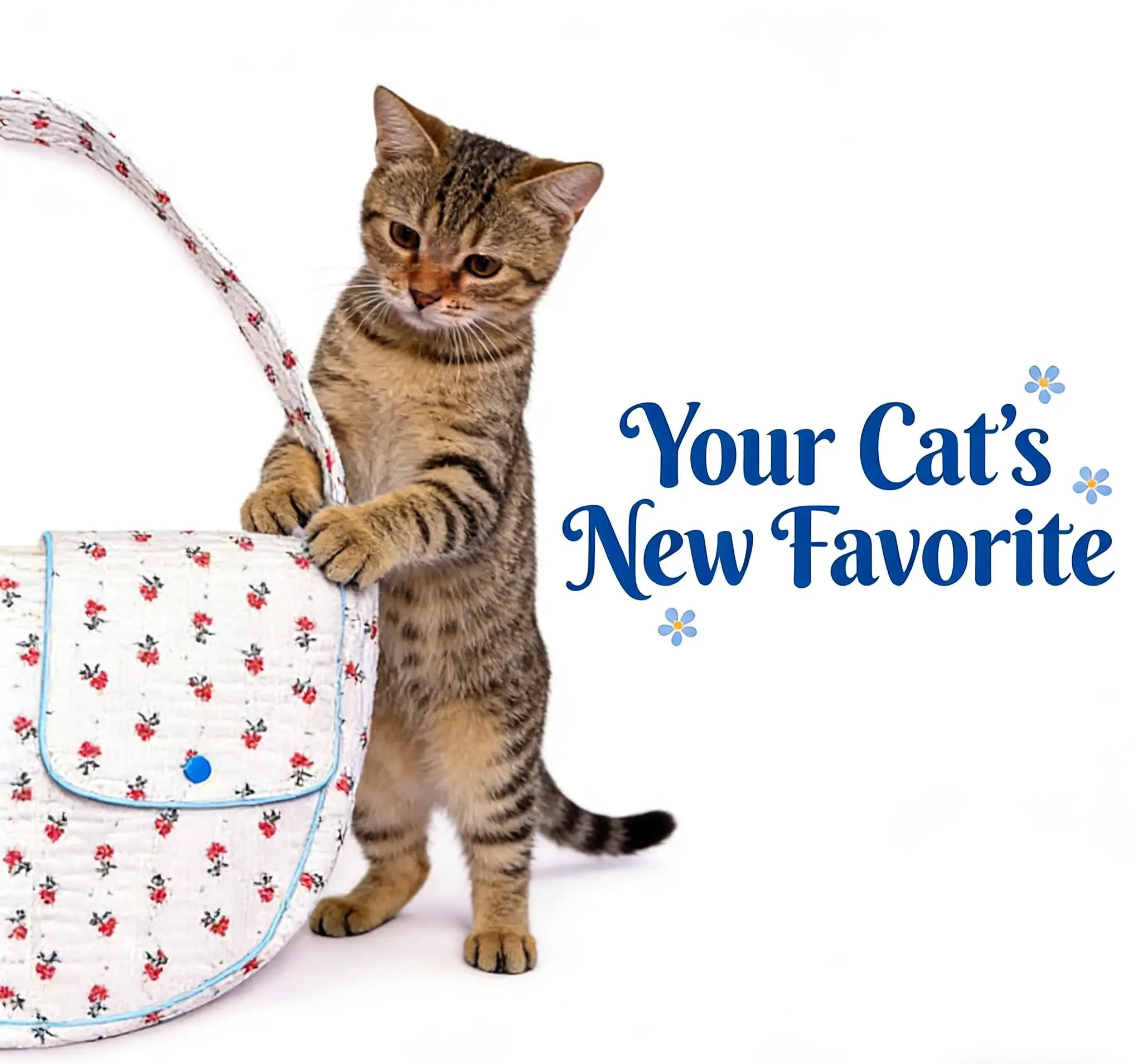 Cozy Portable Quilted Floral Pet Carrier Purse for Cats, White