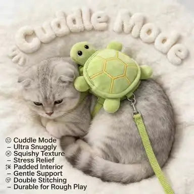 Escape-Proof Cat Harness Backpack: Turtle Design, Plush Fabric