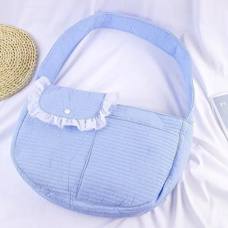 2-in-1 Cozy Portable Pet Carrier & Bed for Cats, Ribbed Fabric Cream White