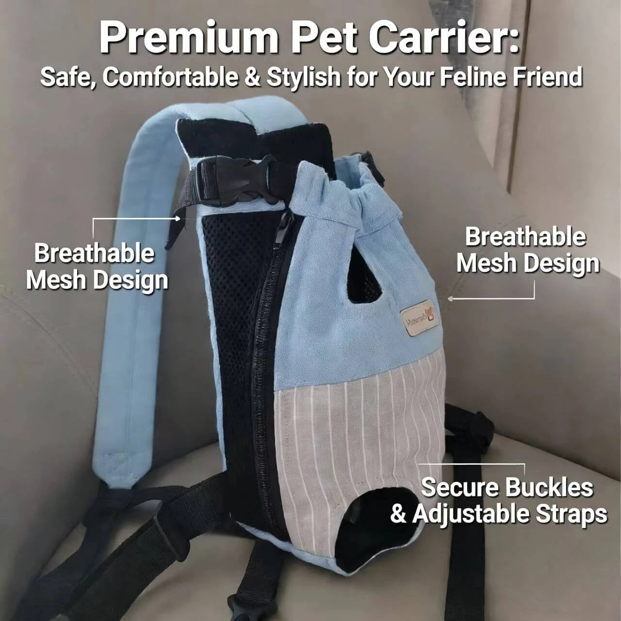 Travel Dog & Cat Front Backpack - Four-Leg Design, Adjustable Straps