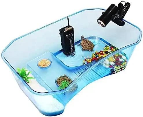 Geegoods Small Turtle Tank Aquarium: Multi-Zone Reptile Habitat with Basking Platform