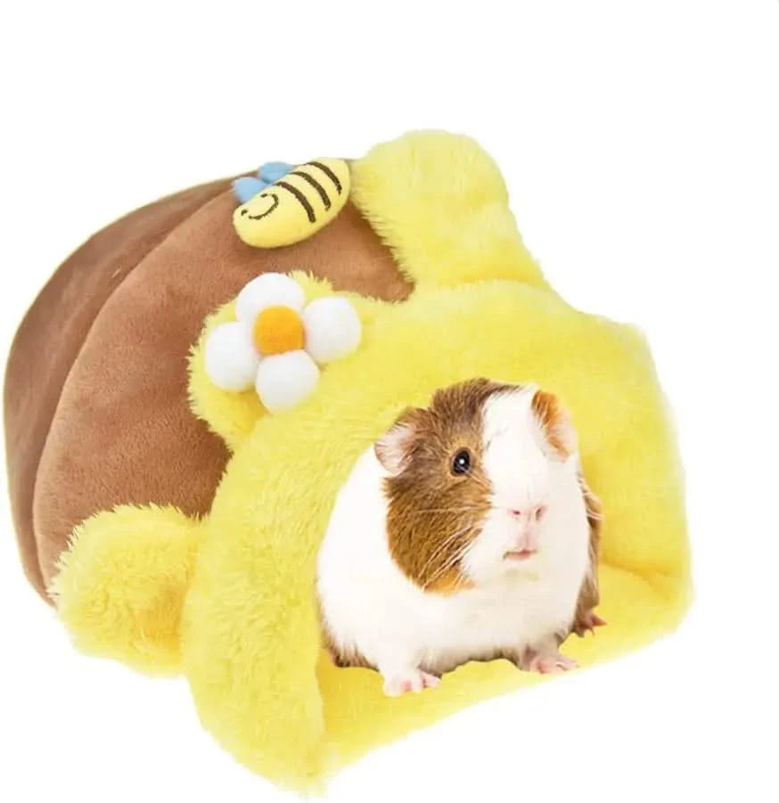 Cozy Yellow Bee Snuggle Sack Bed for Guinea Pigs, Hamsters, Chinchillas