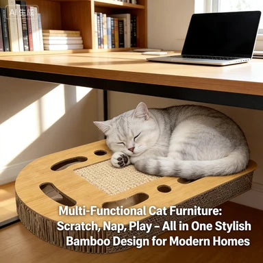 Niche Product: Floor Cat Scratcher, Wooden, Multi-Hole, Sisal, Cat Claw Care Tool