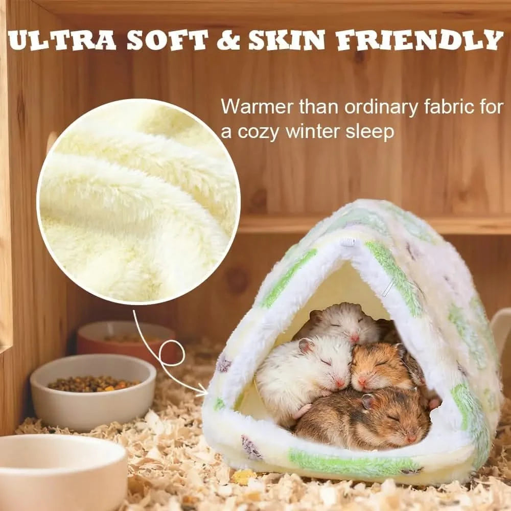 Plush 2-Pack Small Animal Hideouts: Cozy Hammock Beds for Hamster, Guinea Pig