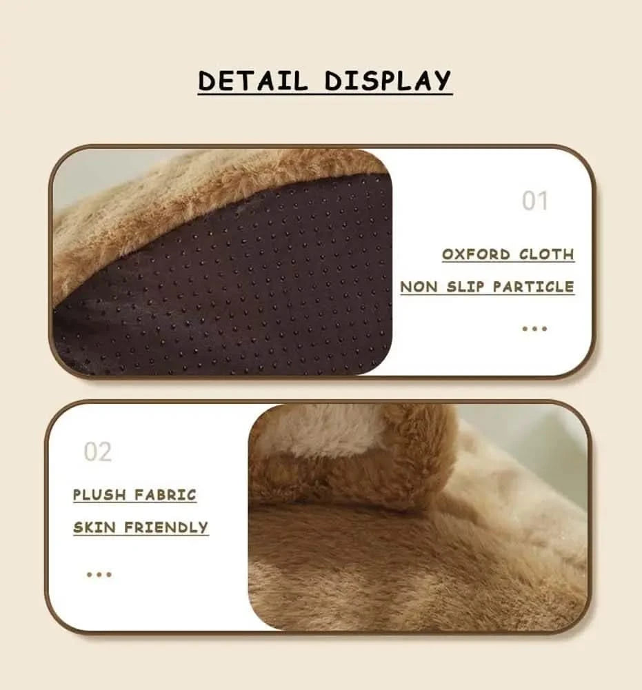 Cozy Bear Cat Cave Bed for Indoor Cats, Soft Calming Washable Pet Hideaway