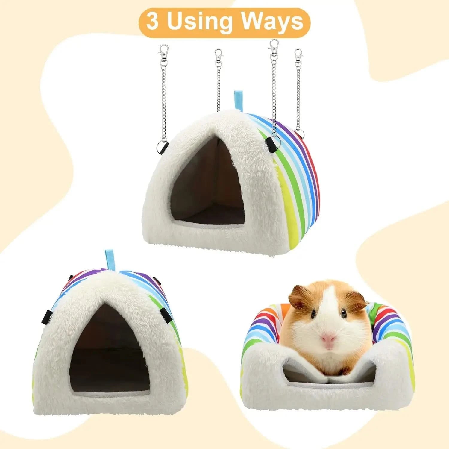 Wontee Large Rainbow Cozy Cave Small Pet Bed for Guinea Pigs, Hamsters & Hedgehogs