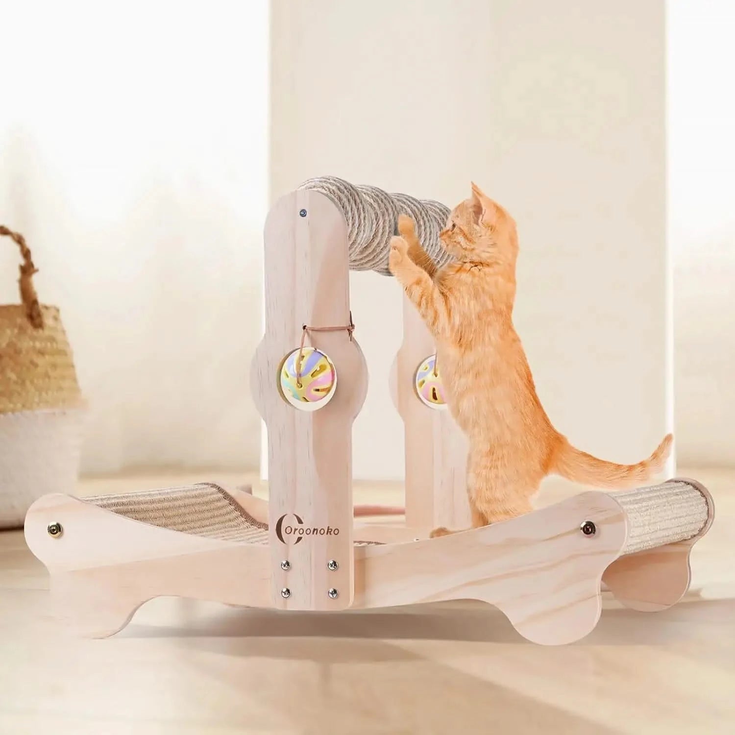 Oroonoko 4-in-1 Large Sisal Cat Scratcher Bed with Toys for Big Cats