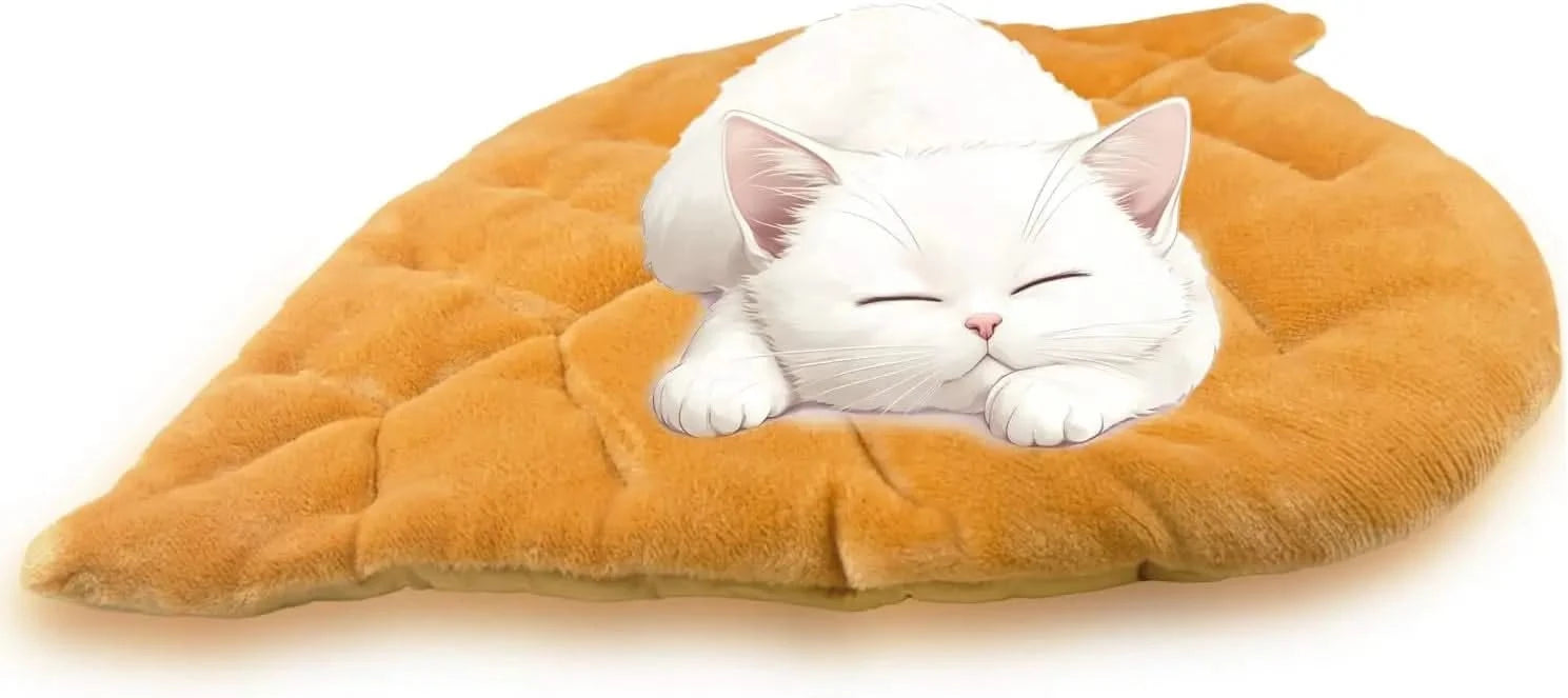 Cozy Leaf Self-Warming Cat Bed Mat – Flannel Cotton Plush Pet Cushion for Indoor Kittens & Puppies