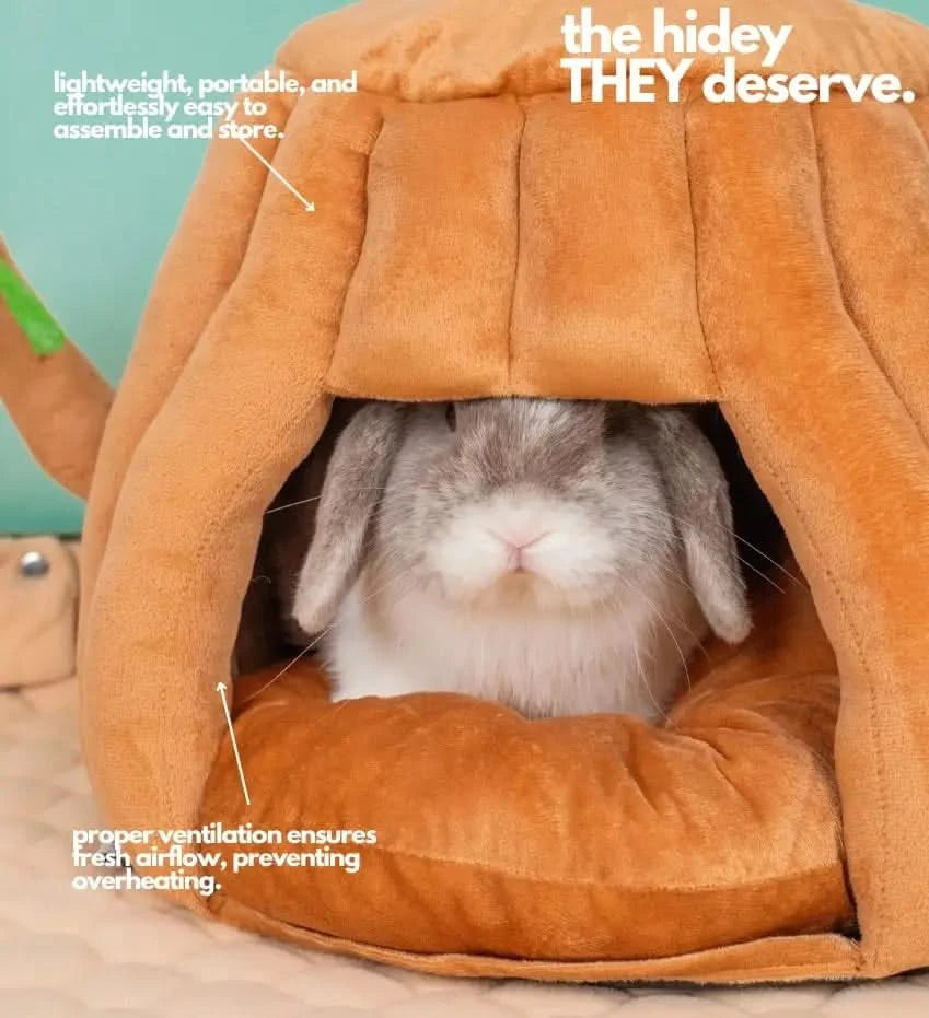 Hopp'd 2-in-1 Washable Small Pet Tree Stump Hideout Bed, Chew-Proof