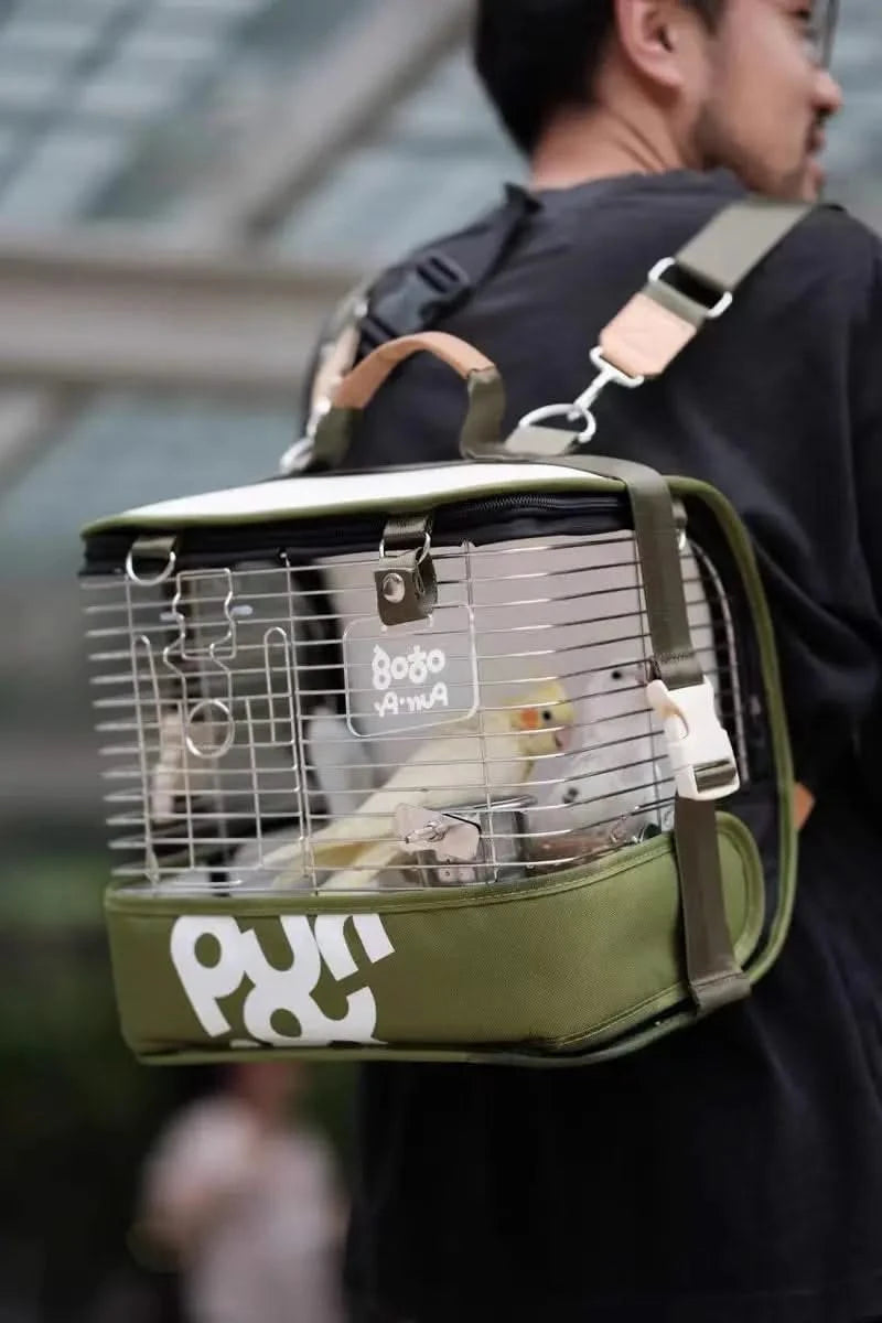 Wingle 4-in-1 Compact Bird Carrier Backpack Travel Cage for Small Parrots