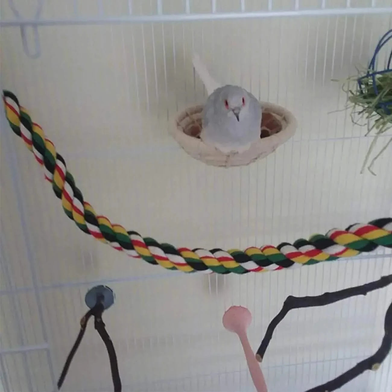 Handmade Cotton Rope Bird Nest for Budgies, Parakeets, Cockatiels, Small Parrots