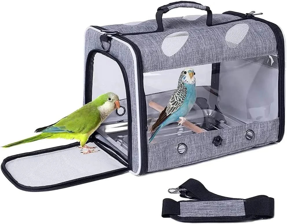 Ventilated Bird Travel Carrier Backpack with Perch, Airline Approved for Parrots, Hiking