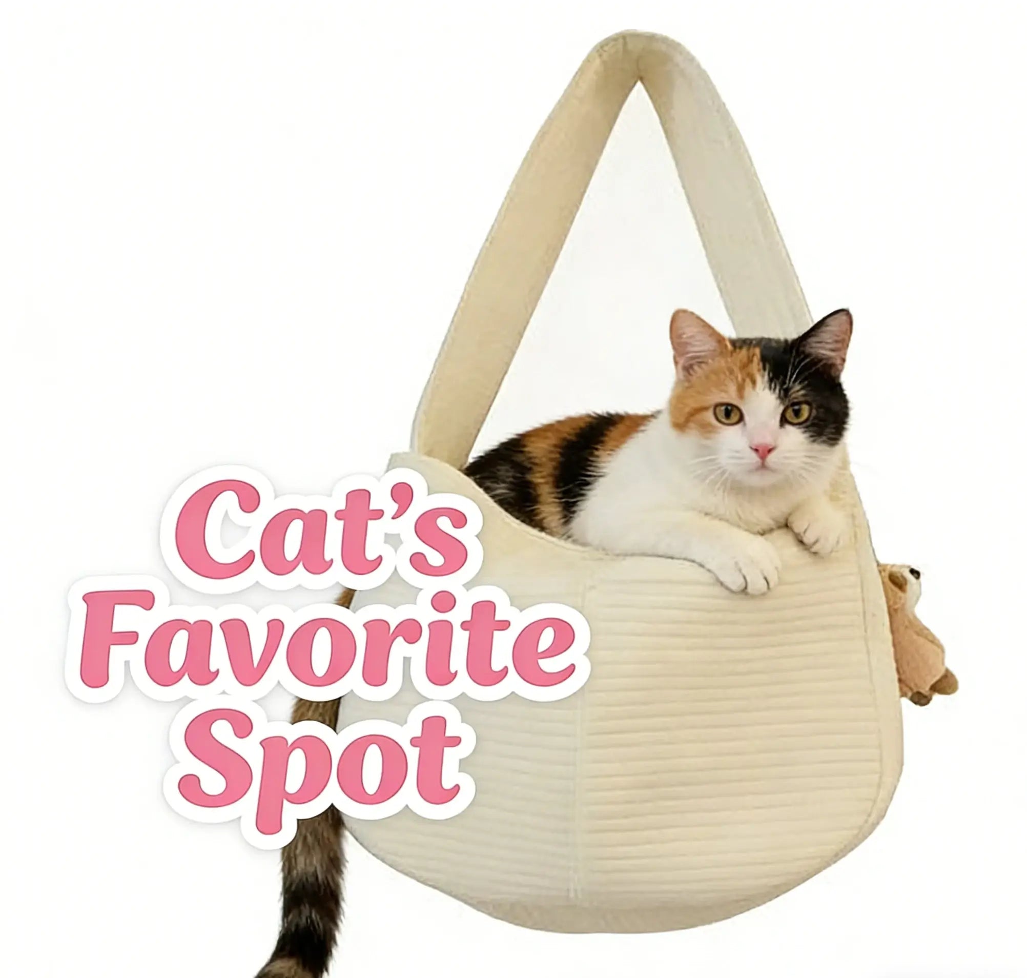 2-in-1 Cozy Portable Pet Carrier & Bed for Cats, Ribbed Fabric Cream White