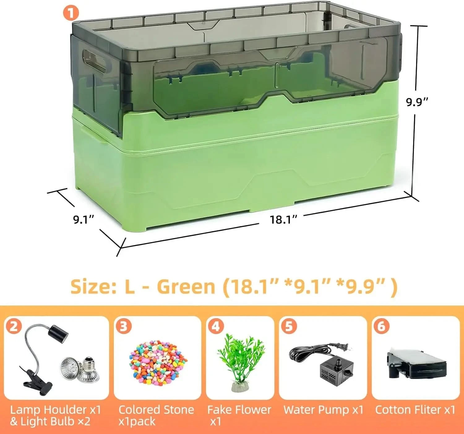 All-in-One Turtle Habitat Tank Kit: Fresh Filtration, Heat Lamp, Waterplay, Easy Clean