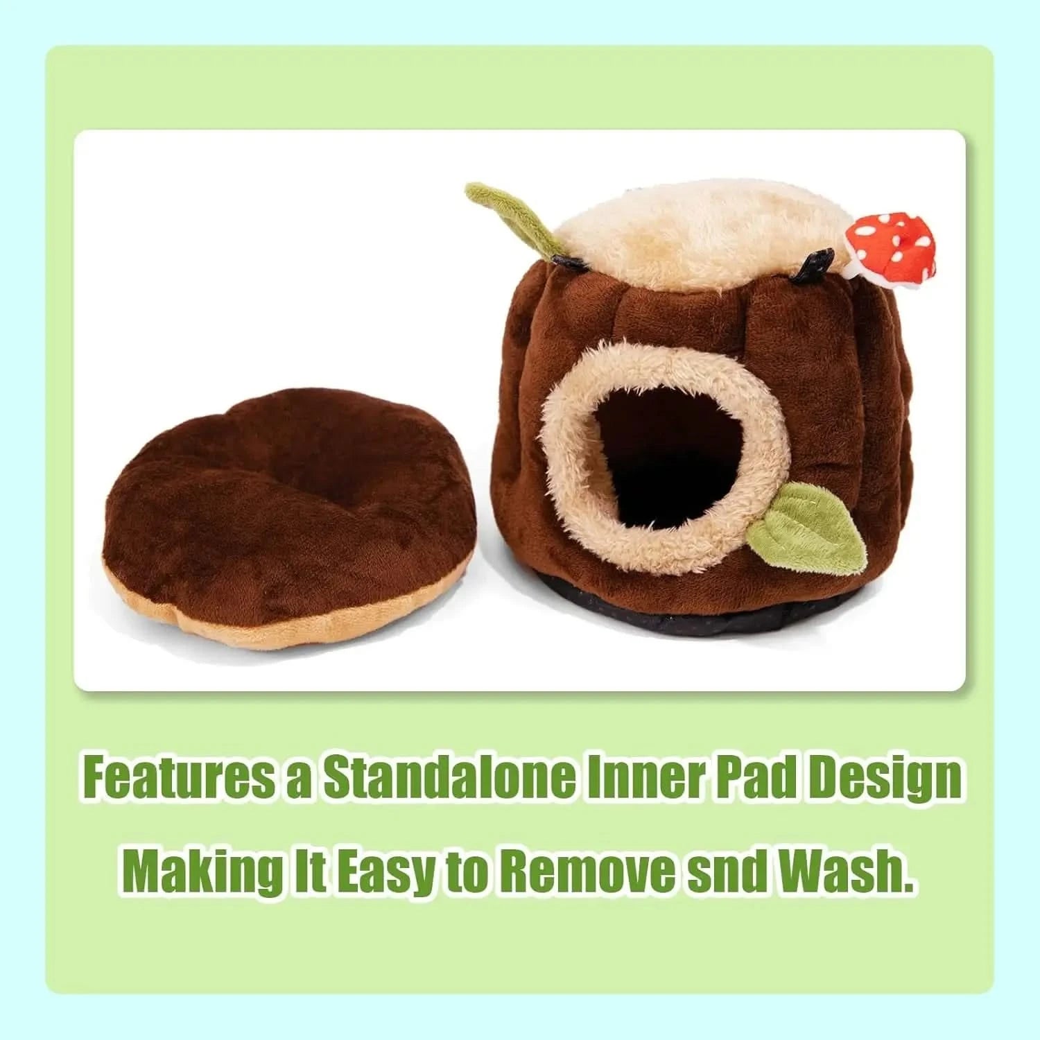 Stump Style Soft Washable Guinea Pig Hideout Hamster Ferret Rat Chinchilla Bed