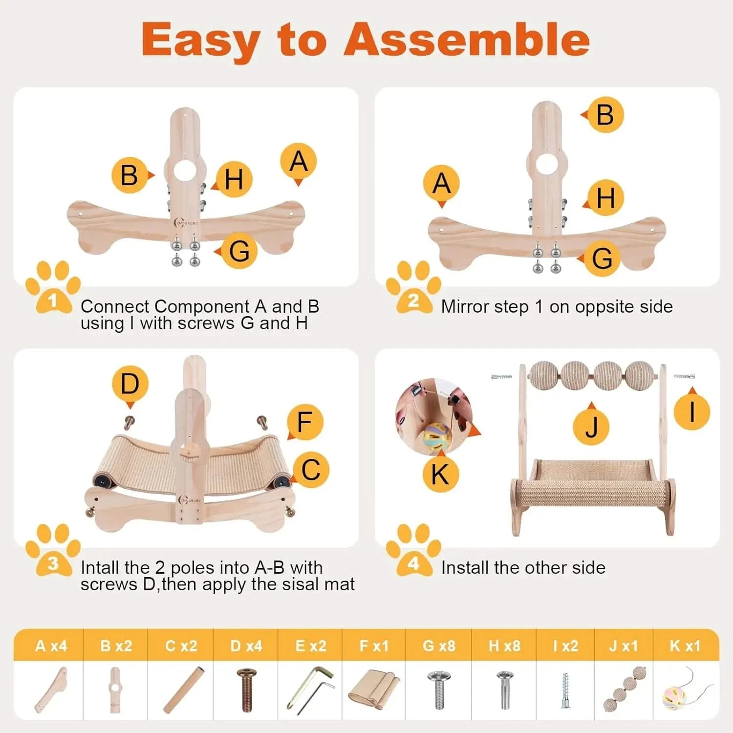 Oroonoko 4-in-1 Large Sisal Cat Scratcher Bed with Toys for Big Cats