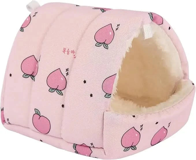 Soft Pink Plush Hamster Hideout Bed - Cozy Nest for Dwarf Rodents