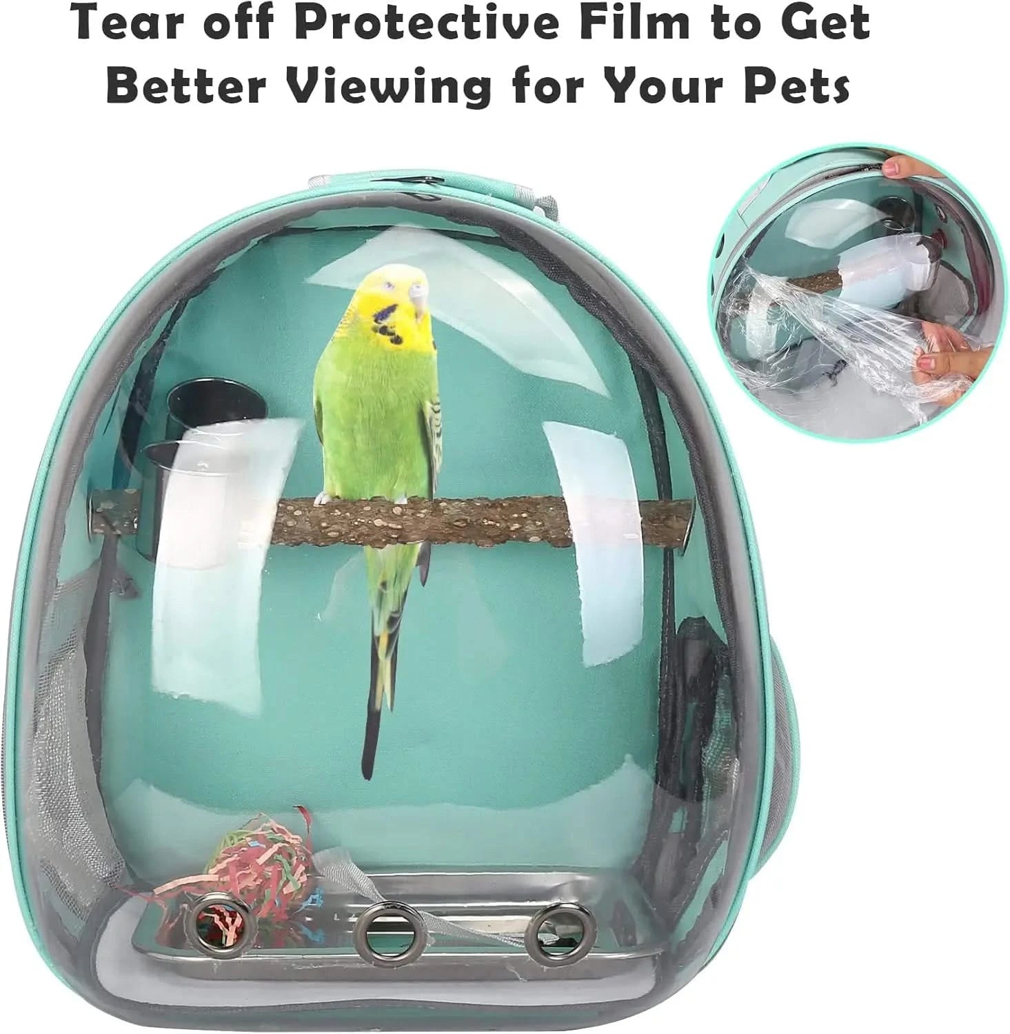 Clear View Portable Bird Backpack Carrier - Safe, Comfy Travel for Small Birds