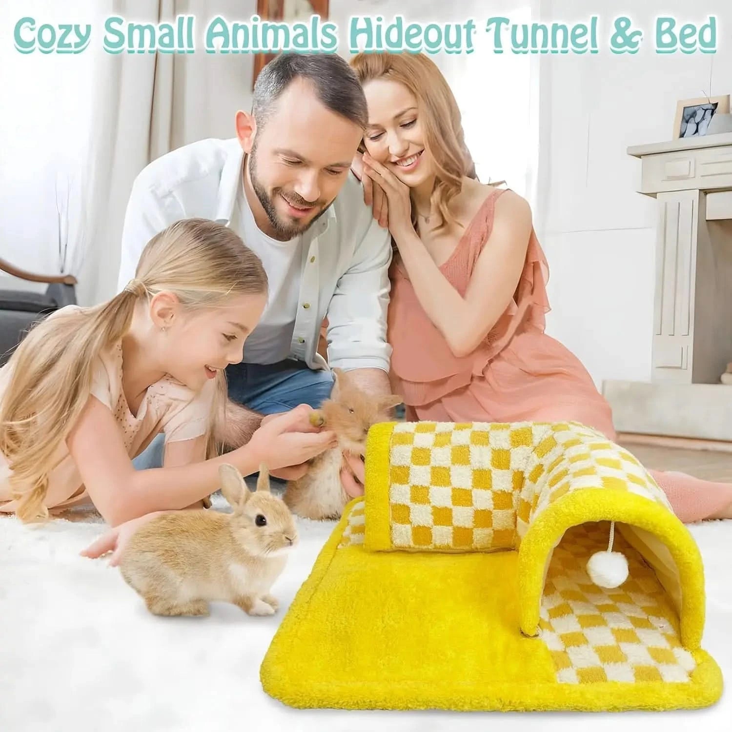 Cozy Removable Guinea Pig Tunnel Bed with Non-Slip Bottom for Small Animals