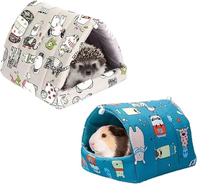 Cozy Washable Guinea Pig Hideout Bed - 2 Pack Small Animal Cage Accessories