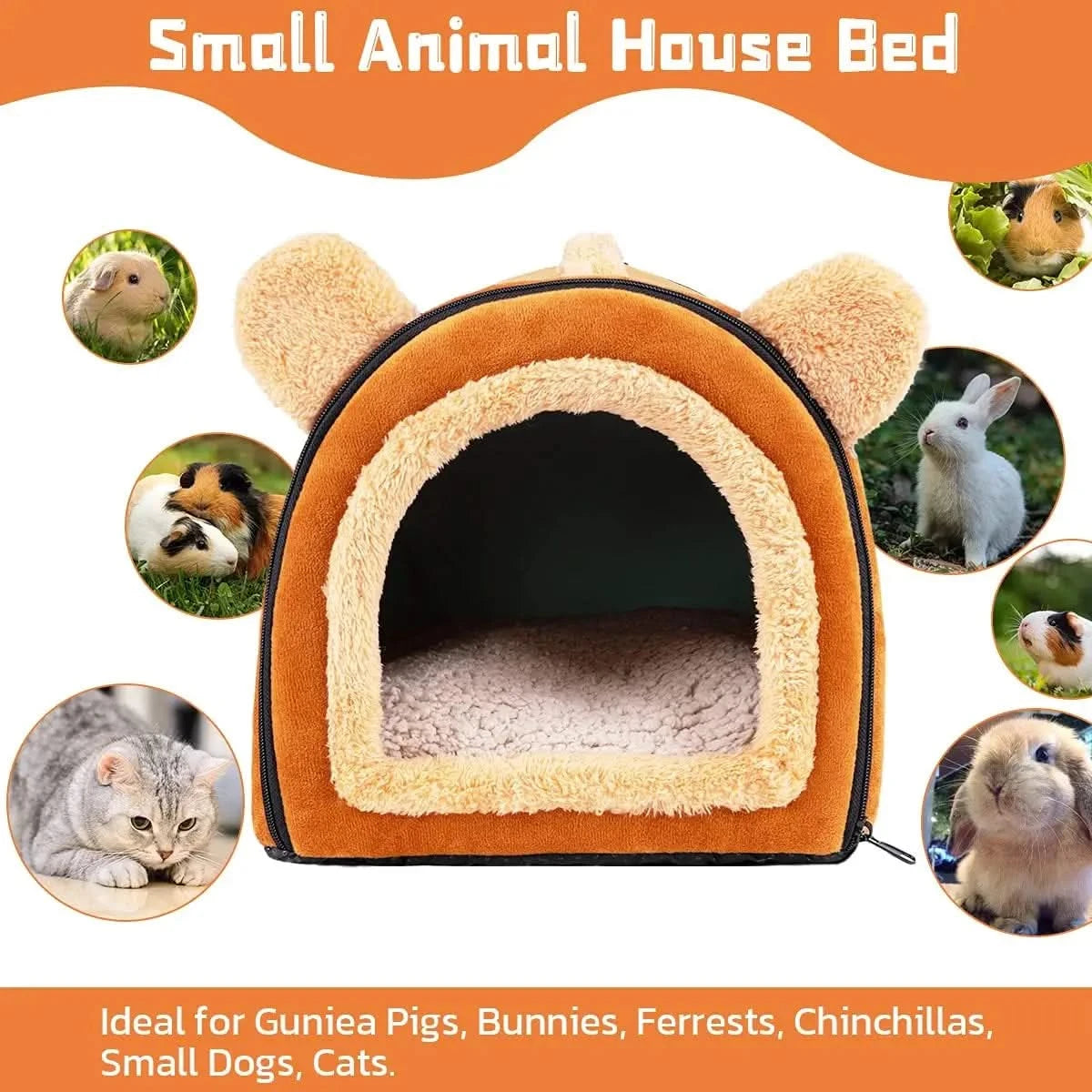 Pet Soft Cozy Small Animal Hideout Cave Bed for Guinea Pigs, Rabbits, Hamsters