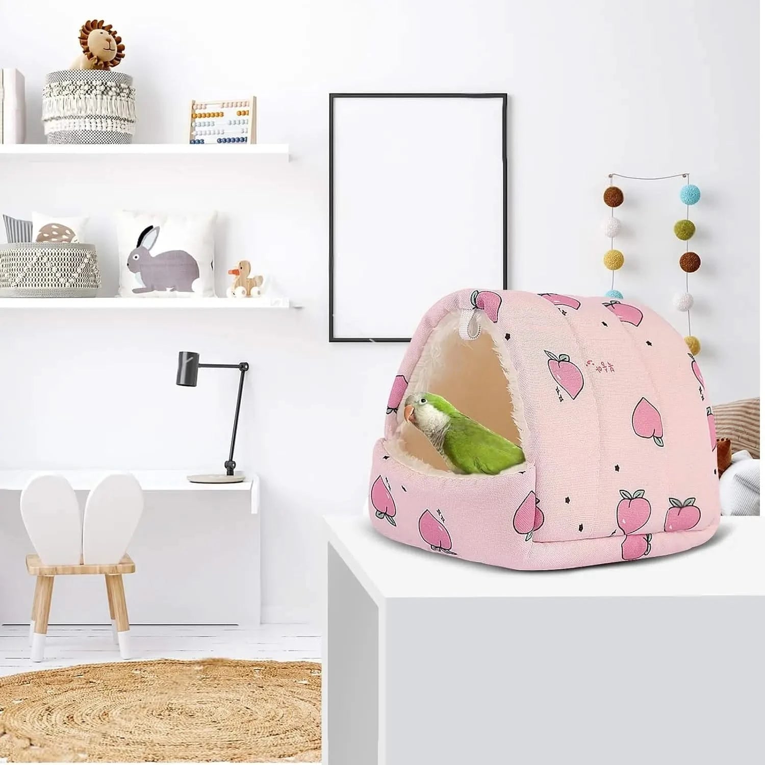 Soft Pink Plush Hamster Hideout Bed - Cozy Nest for Dwarf Rodents