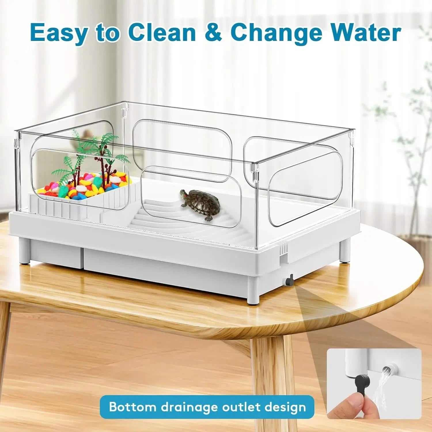 Geegoods Premium Small Turtle Tank Kit with LED Light, Filter & Accessories