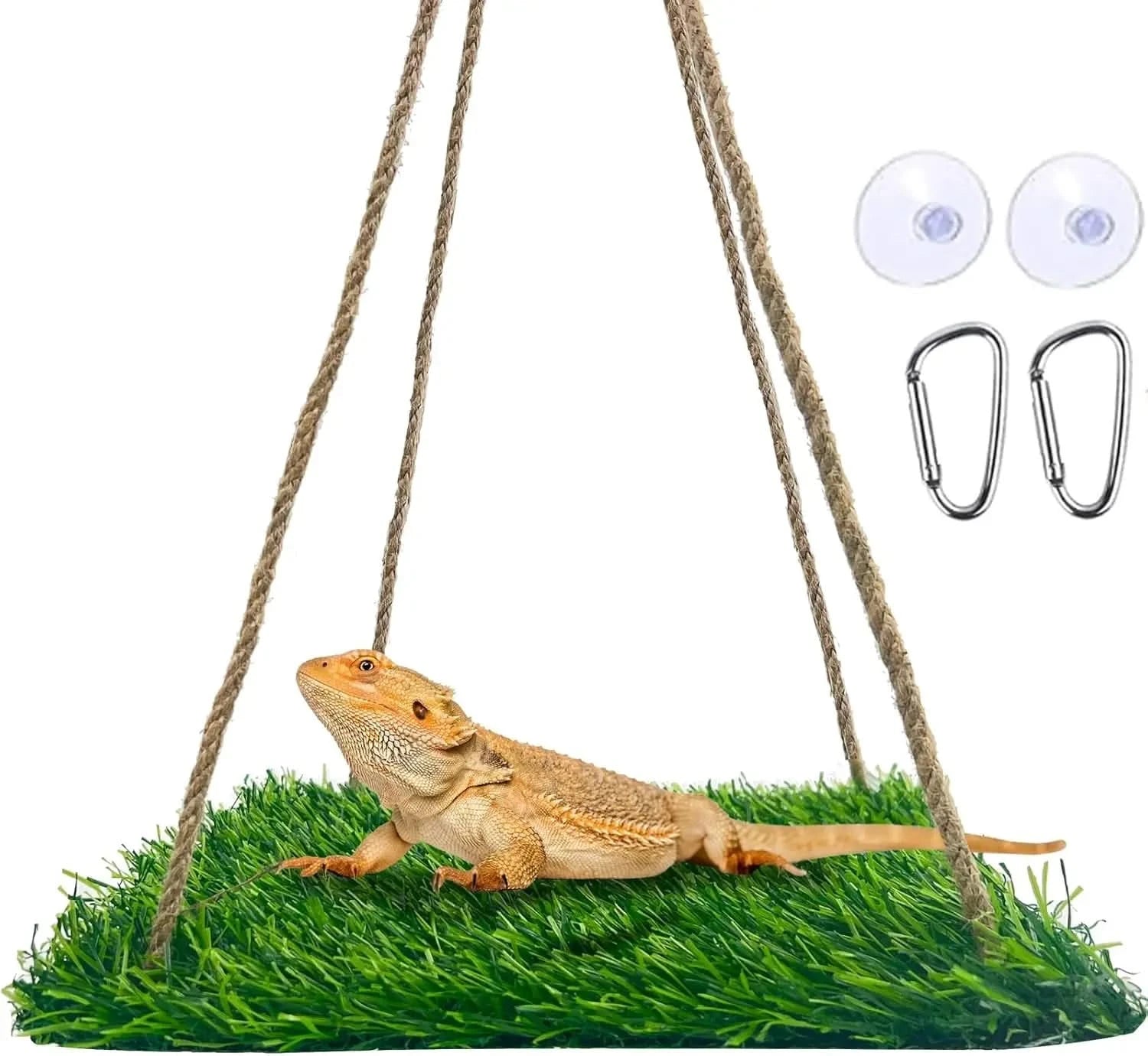 FlidRunest Large Green Soft Hammock for Bearded Dragons, Lizards & Reptiles