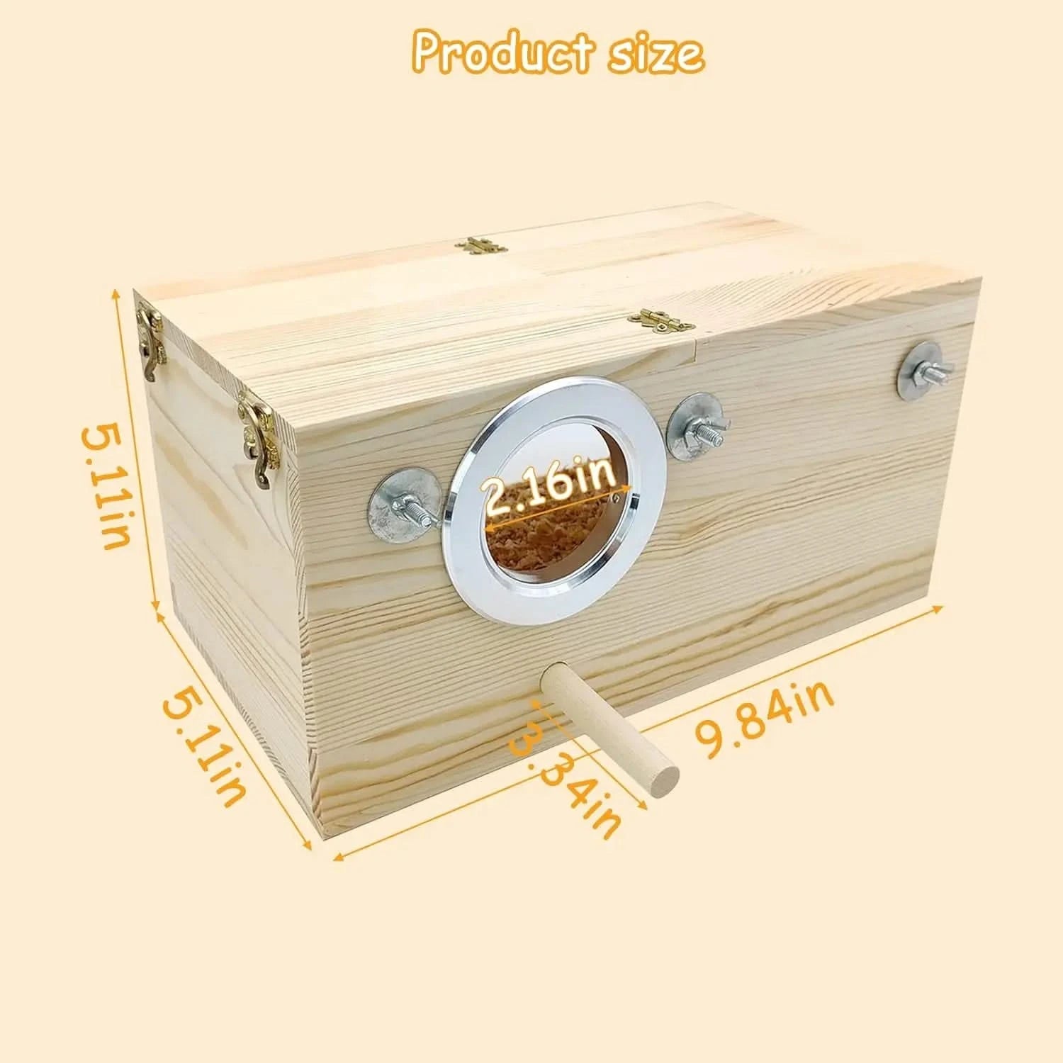 PINVNBY Natural Wood Panoramic Bird Nesting Box for Parakeets, Budgies, Cockatiels