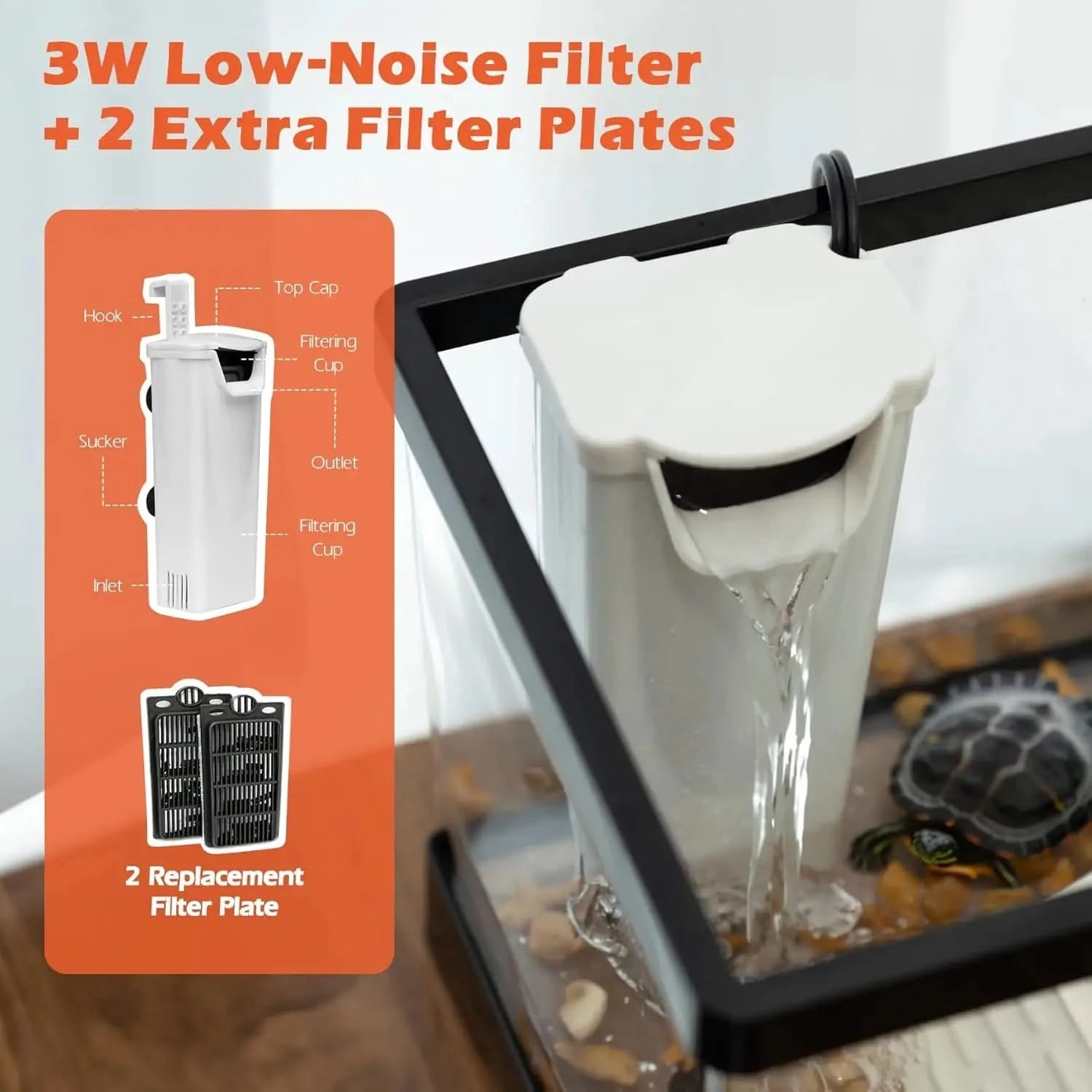 AZV Small PC Indoor Turtle Habitat Kit: Filtered, Lit, with Basking Platform