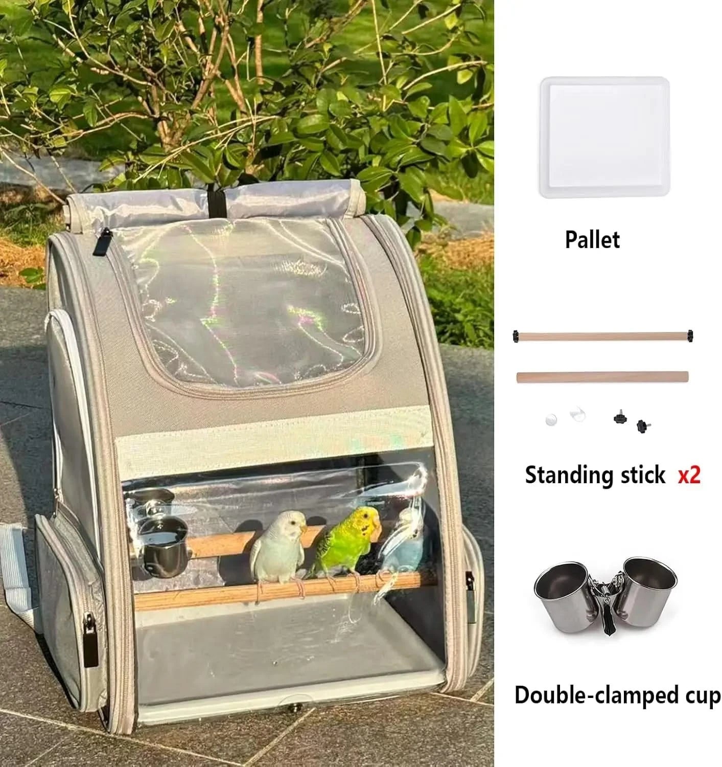 Portable Bird Carrier Backpack: Travel Cage for Small Parrots, Cockatiels, Finches