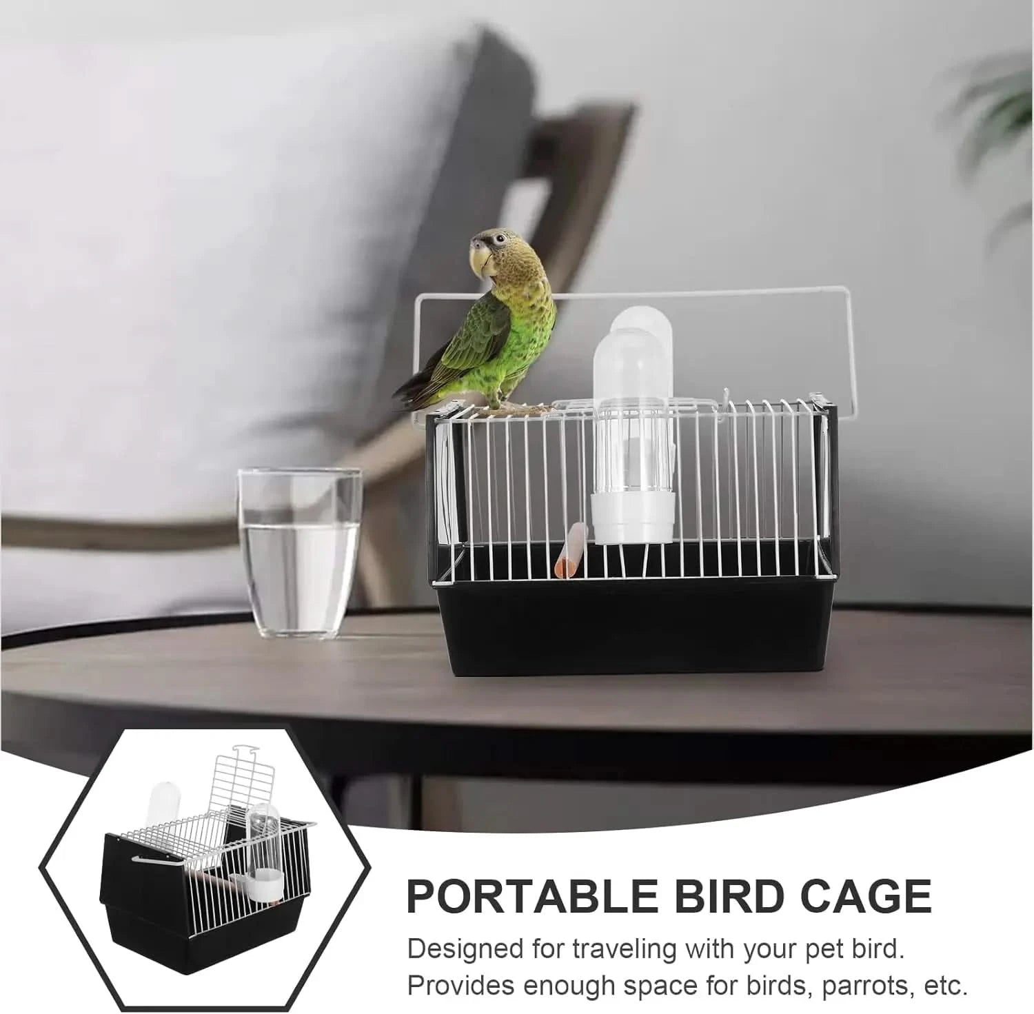 Compact Portable Bird Travel Cage for Small Parrots Parakeets Finches Handheld Carrier