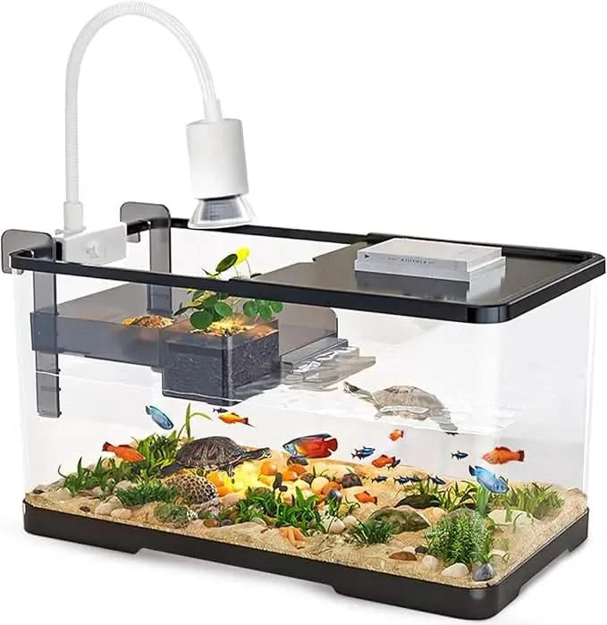 Superior Acrylic Turtle Tank Starter Kit: Light, Filter, Drainage, Multi-Function Reptile Habitat
