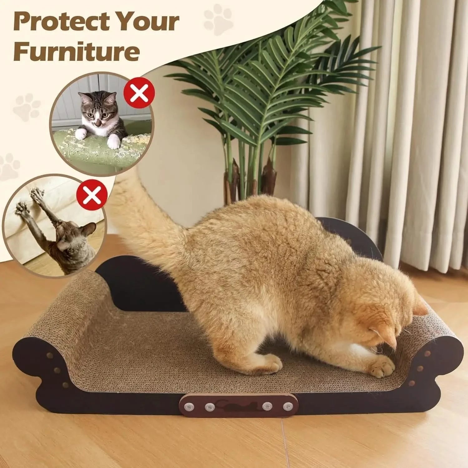 ComSaf 26-inch Extra Large Cat Scratcher Bed Lounge Durable Cardboard Couch